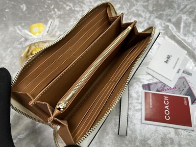 COACH C8695 Long Zip Around Wallet Signature Canvas&Leather Floral