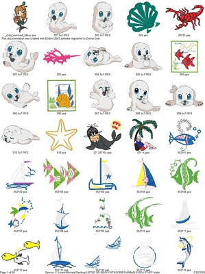 2300 PLUS SEA OCEAN EMBROIDERY MACHINE  DESIGNS PES DST HUS JEF VIP EXP USB