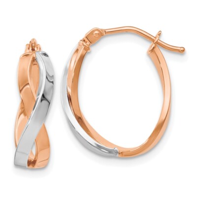 14K dreifarbige Gold polierte Klapp Creolen für Damen 1,36 g