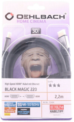 Oehlbach Black Magic High Speed HDMI Kabel 2,2m Ethernet ULTRA Full HD 4K 486