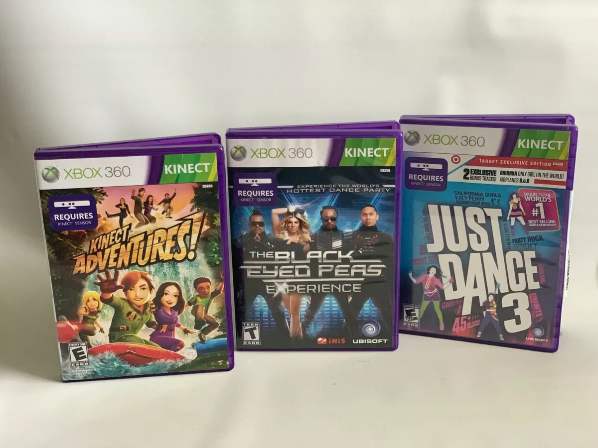 Xbox 360 Kinect Just Dance 3+4 Black Eyed Peas Sports Adventures 5