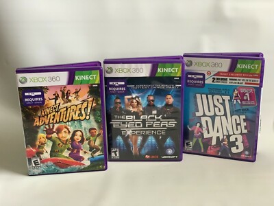 XBox 360 Video Games Kinect Just Dance 3 Black Eyed Peas Adventures Lot of 4 
