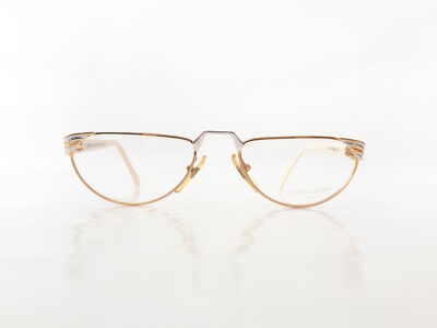 Loris Azzaro Eyeglasses women gold reading glasses oval metal vintage 80s NOS