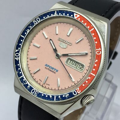 Seiko Sports Automatic 6309-8360 Pepsi Bezel Day/Date Vintage Watch