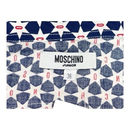 MOSCHINO Junior Stars & Stripes Red White Blue Pearl Snap Button Shirt Size 36