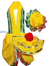 Laddu gopal ji Poshak Set Yellow and red Dhoti with Beautifull Cap - Size 2
