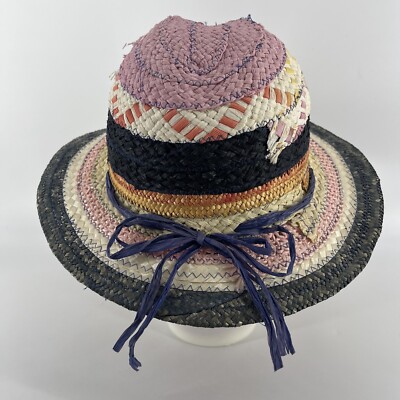 Miriam Lefcourt Western style Hat Vintage Miriam Lefcourt Multicolor Straw Sun Hat | eBay main image 3