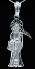 Santa Muerte Grim Reaper Large Pendant 925 Silver Weight 9.8g / Approx 2.4" Tall
