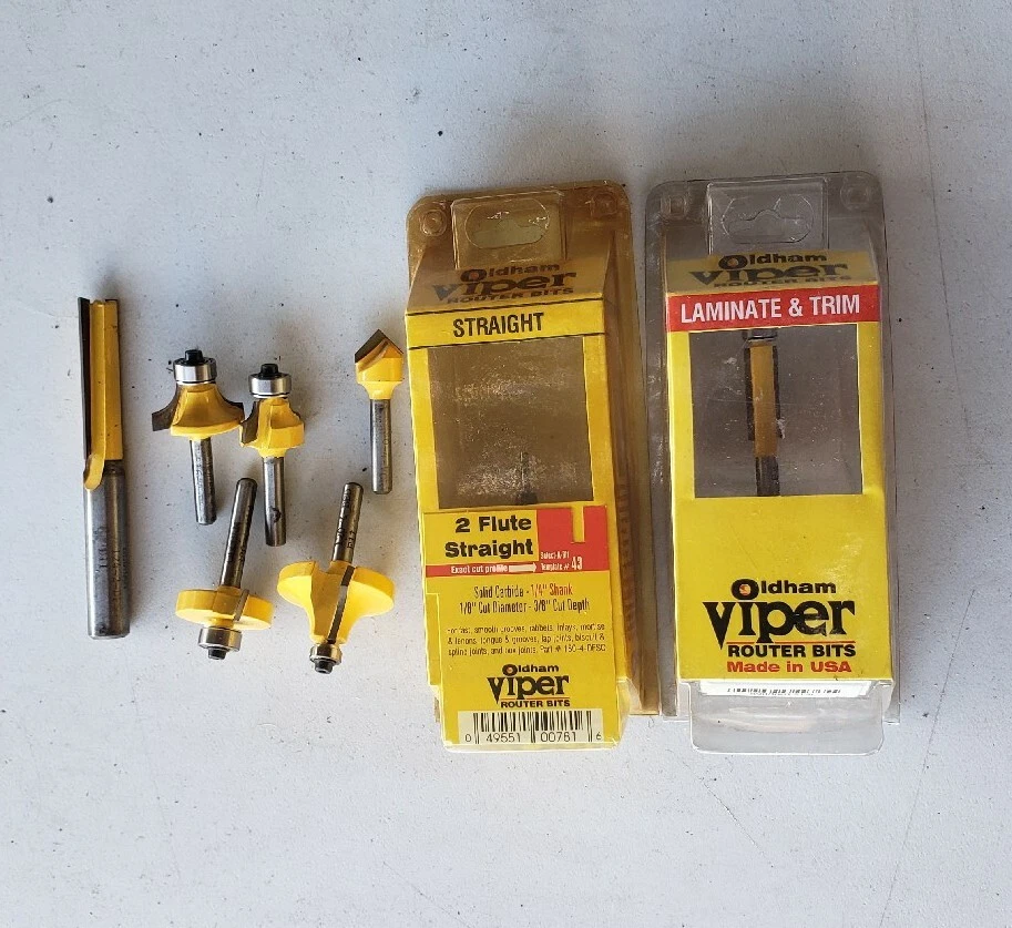 Oldham Router Bit Lot Viper New Used 2 Flute Straight Laminate Trim Ogee 43