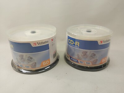 Lot Of (2) 50 VERBATIM CD-R CDR 700MB 52X Logo Branded 80min Media Disc 94691 