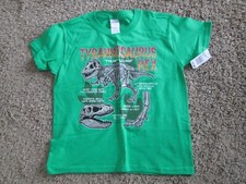 Green T-Rex Dinosaur T-Shirt heavy Cotton XS Youth Gildan Trannosaurous Rex