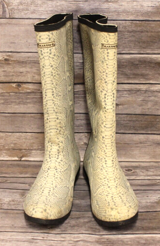 BEARPAW RUBBER BOOTS GRAY SNAKE PRINT 