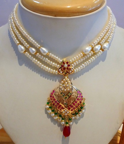 REAL EMERALD PEARL RUBY 22K GOLD 