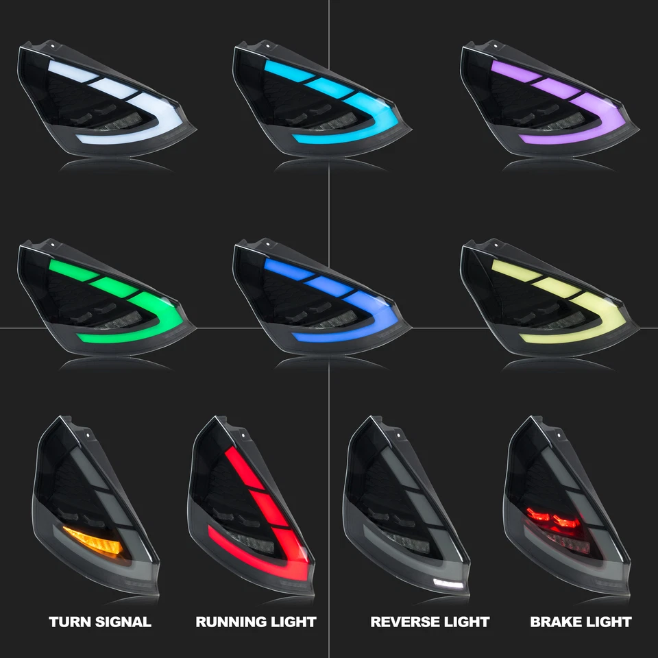 RGB LED Tail Lights for Ford Fiesta Hatchback SE ST 2011-2019 Rear Lamps - Image 2 of 4