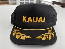 Kauai Hawaii Black Gold Leaf Baseball Cap Snapback Truck Rope 1223a
