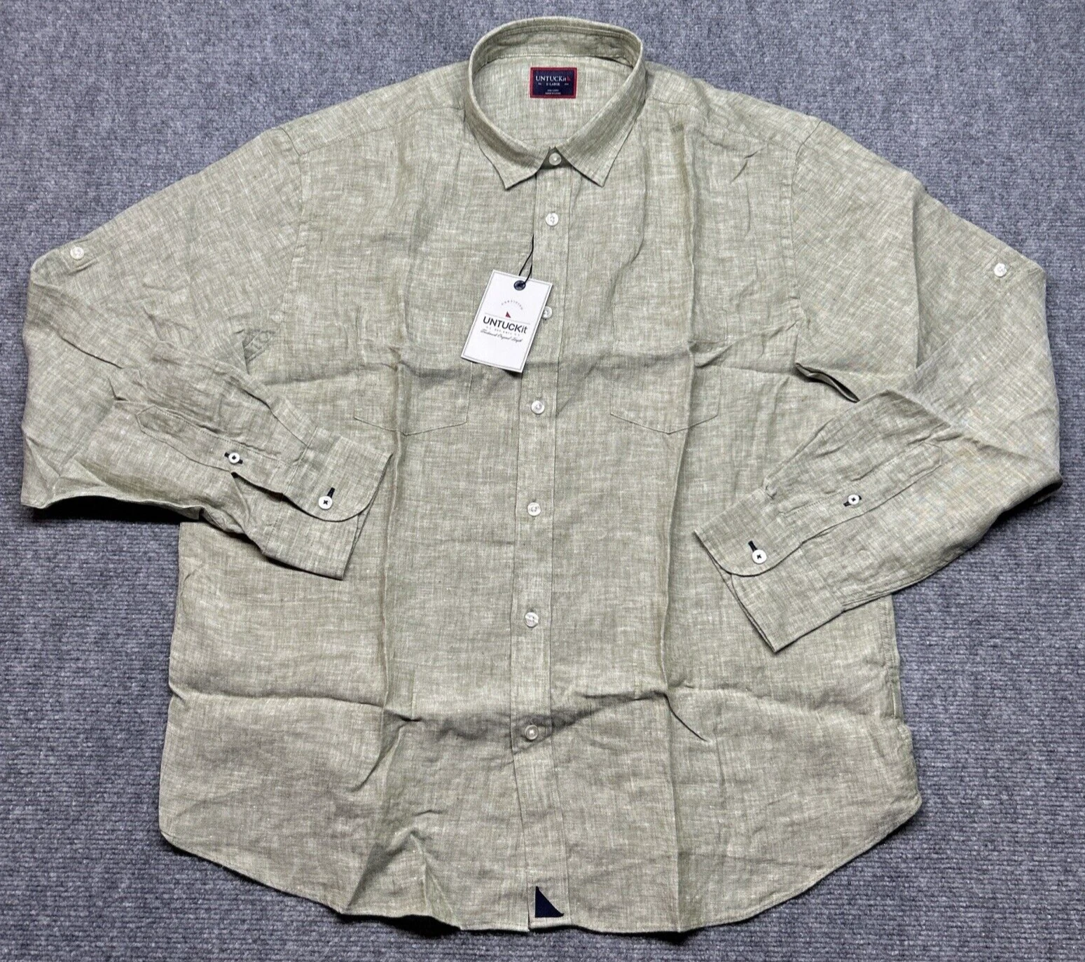 UNTUCKit Ban De Vendange Shirt Mens XL Green 100% Linen Long Sleeve Button Up
Opens in a new window