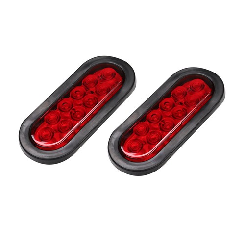(6) 6" Oval 10 LED Trailer Truck Submersible Stop/Turn/Tail Light w/grommet RED - Imagen 4 de 7