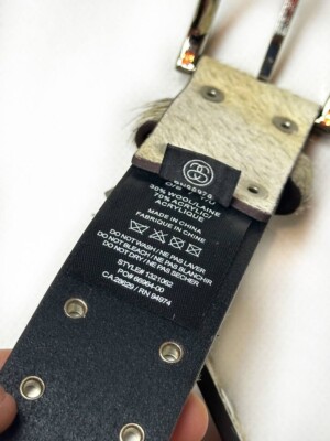 Vintage Stussy 8 Ball Studded Belt Raw Cowhide Hair Tan Vintage Stussy 8 Ball Studded Belt Raw Cowhide Hair Tan
