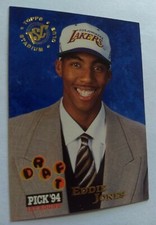 EDDIE JONES, 1994-95 TOPPS STADIUM CLUB #180, ROOKIE CARD, LAKERS. rookie card picture