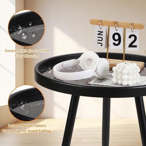 End Table Set of 2, Black Marble Pattern, Elegant and Versatile INTL Ship - Picture 2 of 7
