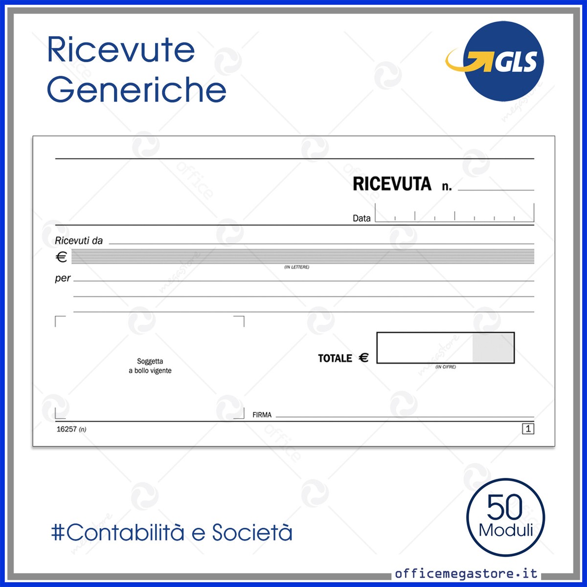 Blocco Ricevute Generiche - 50/50 Copie Autoricalcanti - 10 X 16,8 Cm - DU162570000 - Data Ufficio | Gey Cart - Foto 2