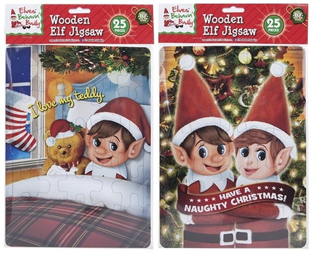 25pc A4 Xmas Jumbo Pieces Elf Wooden Jigsaw Christmas Novelty
