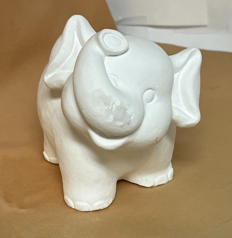 Vintage 2002 California Creations Plaster of Paris Baby Elephant, Ready to Paint