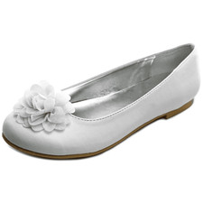 Nina Girls Shoes White Dress Flat With Pretty Bow Girls Size 12 1/2 M