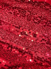 1 yard cherry red mesh fabric with sequins seeing prom formal dress