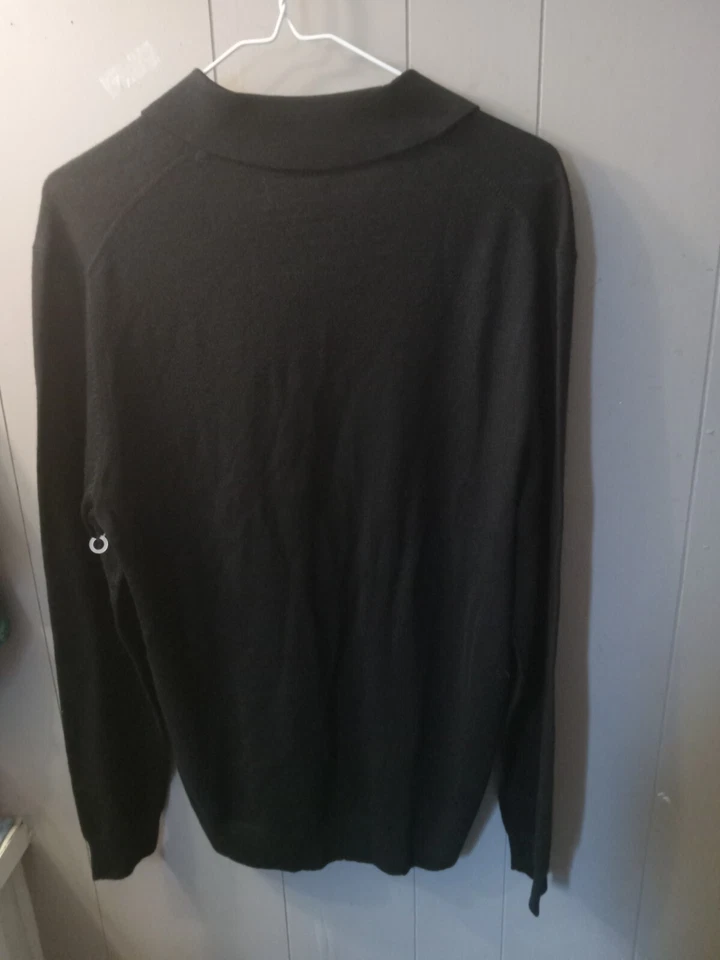 Camisa térmica negra de manga larga con cuello redondo Club Room para hombre talla S Foto 3 de 4