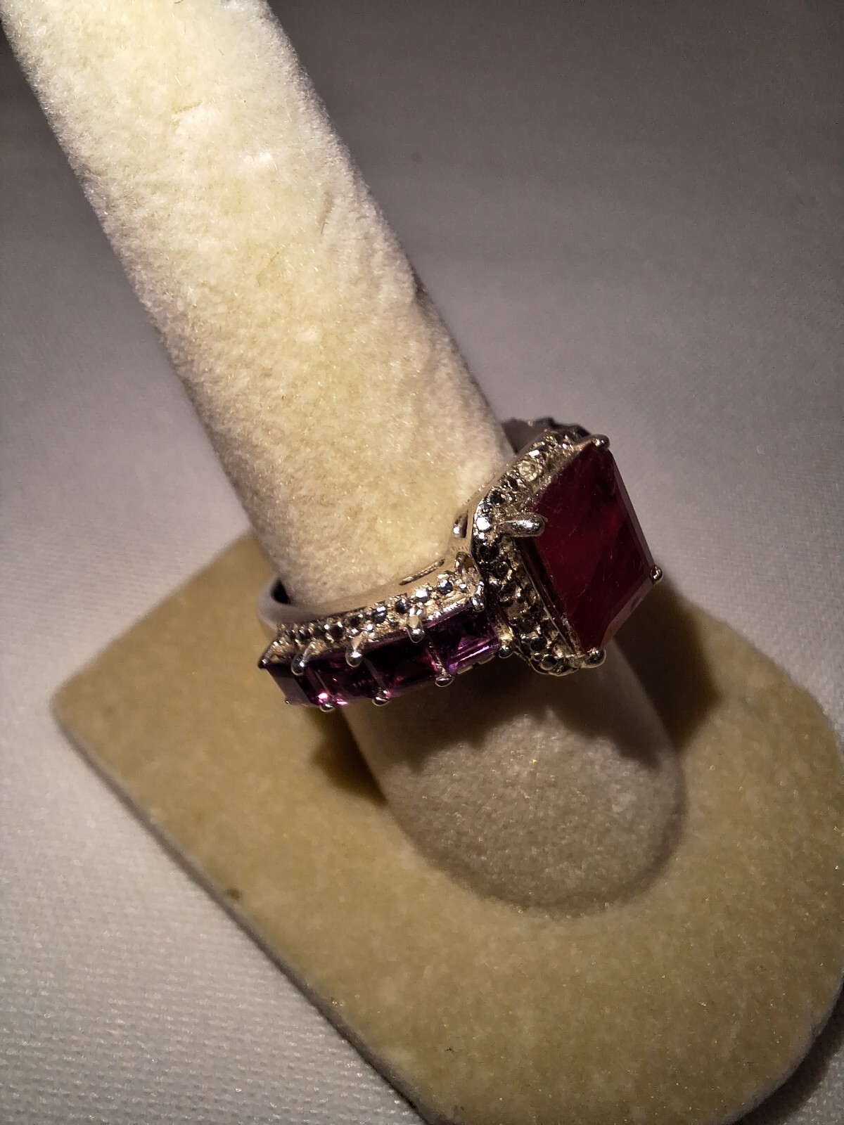 Sterling Silver Ring With Large Simulated Ruby  S… - image 6