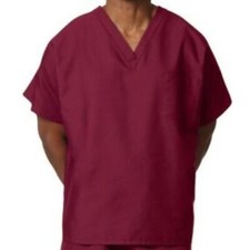 Image First Unisex Large Burgundy Scrub Top NEW