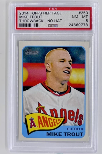 2014 Topps Heritage MIKE TROUT PSA 8 Throwback Variation SSP #250 *Only 1 Higher