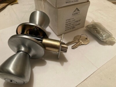 NEW -  ENTRY LOCKS - SATIN CHROME - KEYED ALIKE WITH 6 KEYS - FREE SHIP