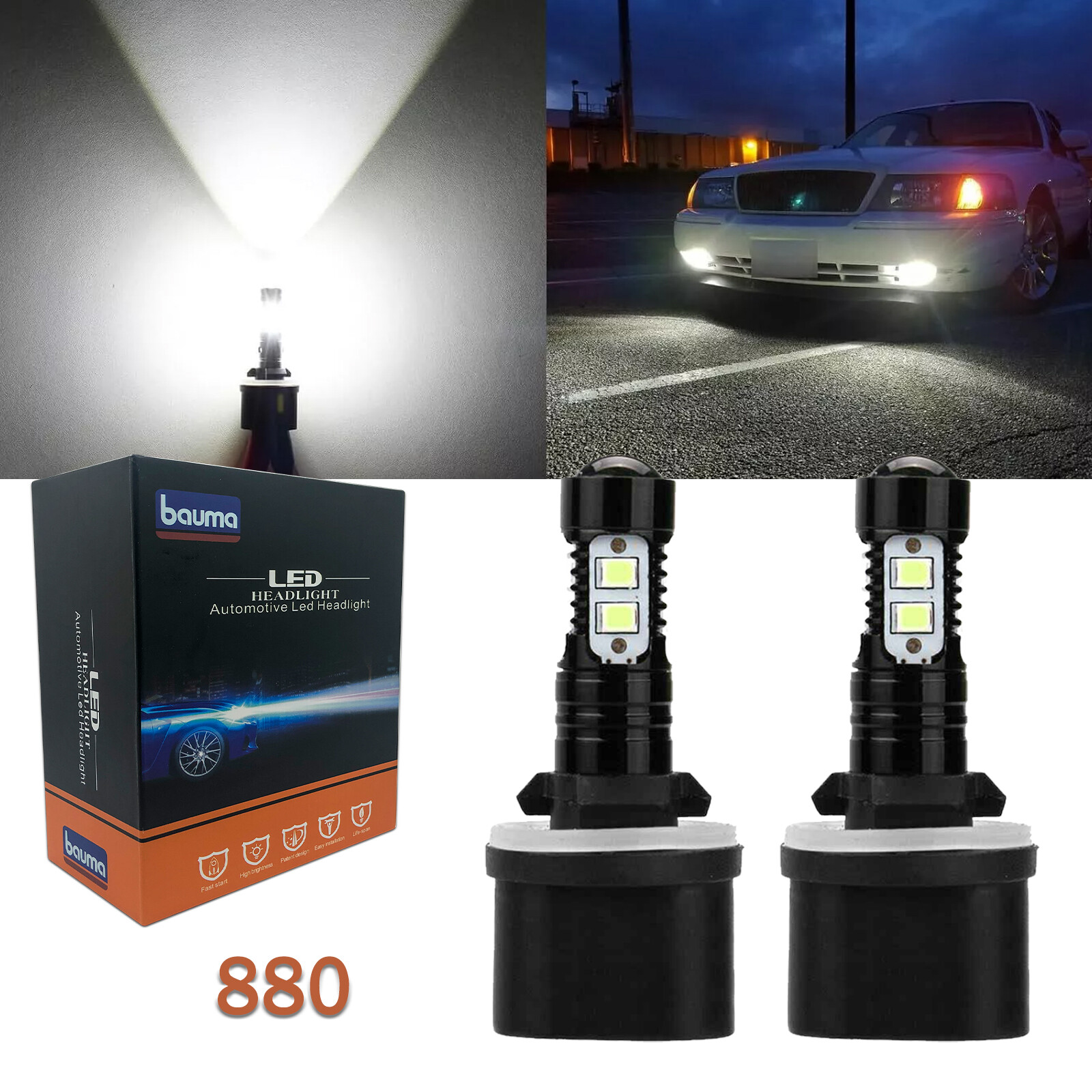 880 LED Fog Lights Bulbs For Chevy Tahoe 2000-2006 High Power Bright White 6000K