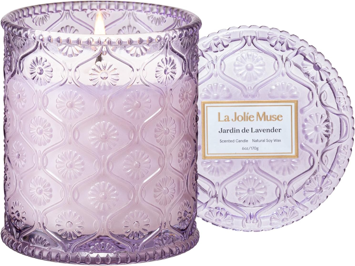Relaxing Lavender Lilac Scented Candle for Serene Ambiance
