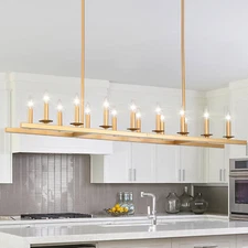 60-Inch Rustic Gold Linear Chandelier,Extra Long Chandelier,Gold Light Fixture f