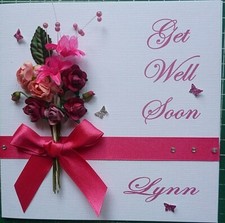 Personalised Hand made Flowers Get well card (square)