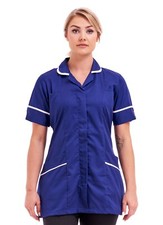 BLUE Nurse Uniform Collared Tunic Zipper Closure Healthcare Uniform Size 8 to 26