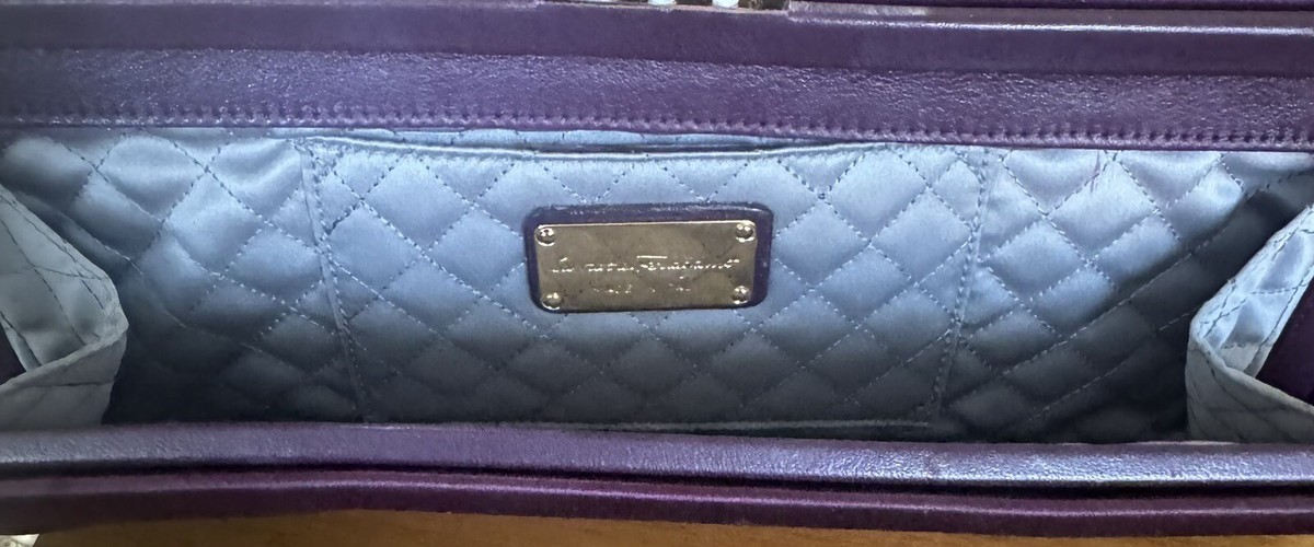 SALVATORE FERRAGAMO Salvatore Purple Satin Musa Gancini SALVATORE FERRAGAMO Salvatore Purple Satin Musa Gancini