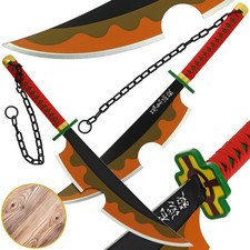 Anime Demon Slayer Uzui Tengen Cosplay Props Display 2 Wooden Sword Replica 80cm