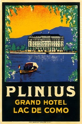 Plinius Grand Hotel Lac de Como Poster - Italy 1920s    - 24x36  -Rare
