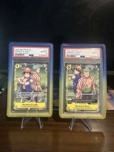 2025 One Piece Set Sail Event Monkey D. Luffy & Zoro PSA 10 W/Guards