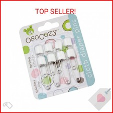 OsoCozy Diaper Pins - White - Sturdy, Stainless Steel Diaper Pins with Safe Lo
