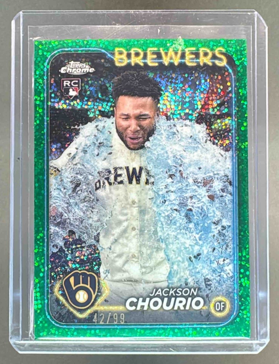 Jackson Chourio 2024 Topps Chrome Update #USC18 Green Speckle Variation RC /99