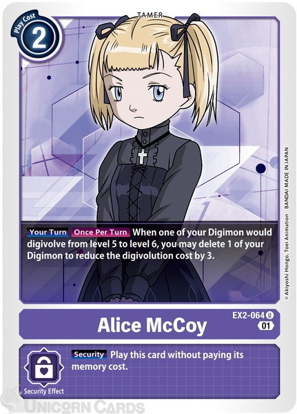 EX2-064 Alice McCoy Uncommon Mint Digimon Card