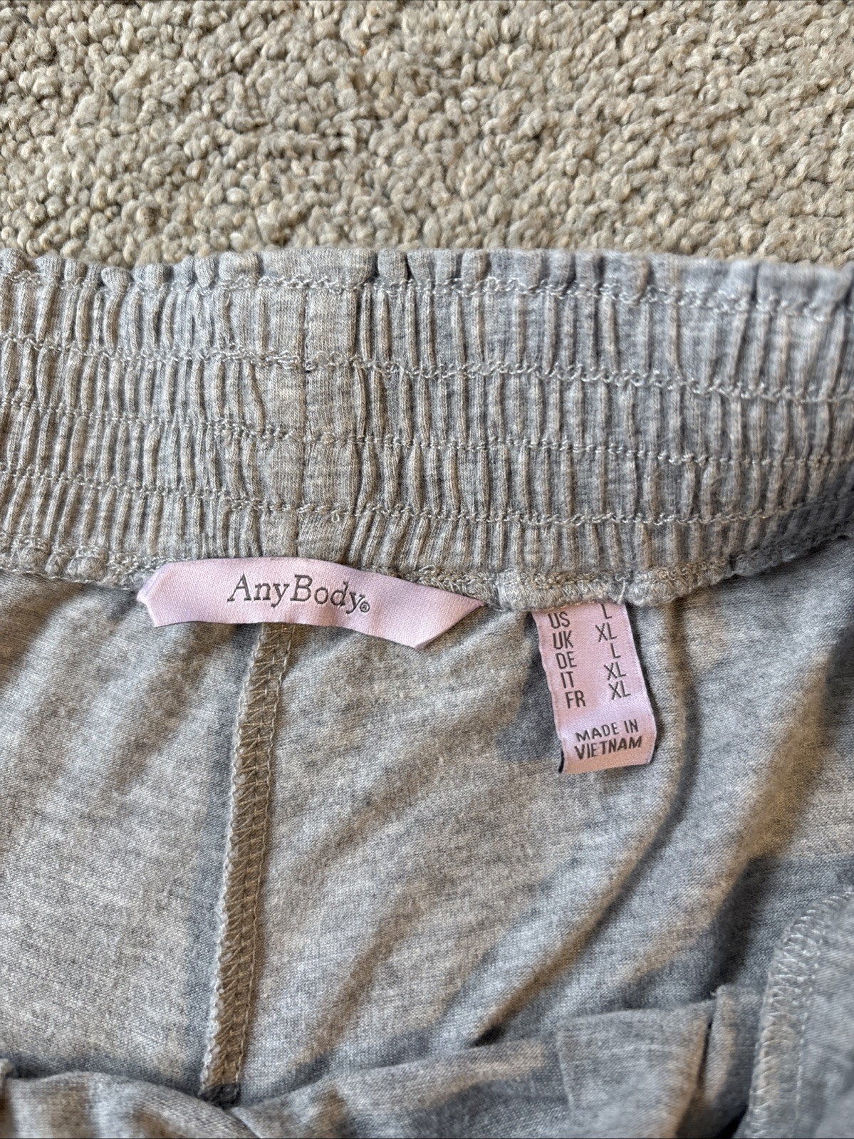 AnyBody Womens Lounge Cozy Soft Knit Wideleg Pants Size Large Gray Elastic Waist