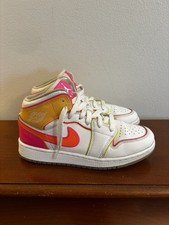 Nike Air Jordan 1 Mid GS Edge Glow White Pink Blast CV4611-100 Youth Size 4.5Y