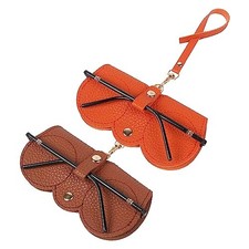 Leather Sunglass Case, Glasses Case Holder, Portable One Size 2 Pcs Orang Brown