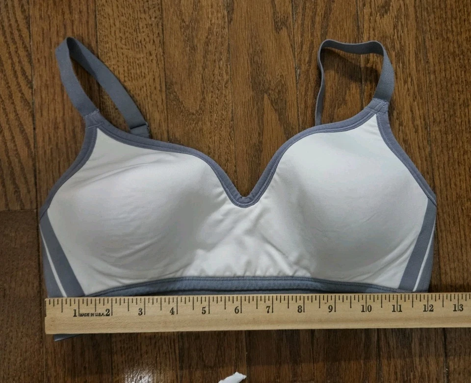 Sujetador deportivo Lily of France blanco gris, talla mediana, copa B Foto 3 de 4